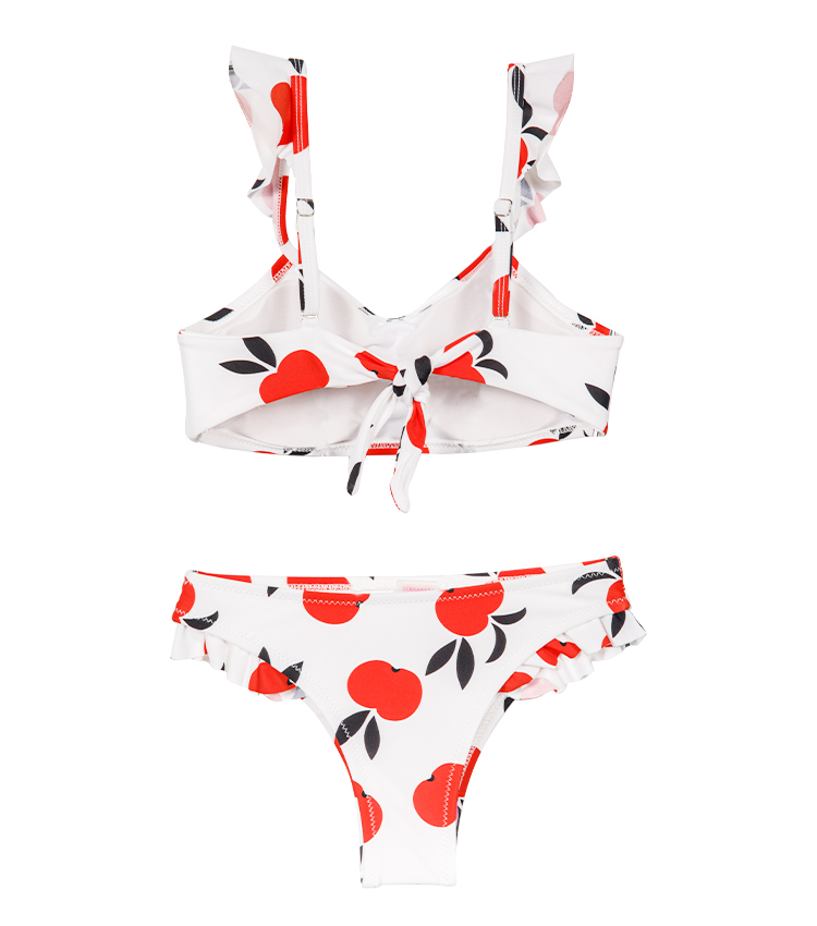 Joli bikini pomme enfant avec épaule volantée